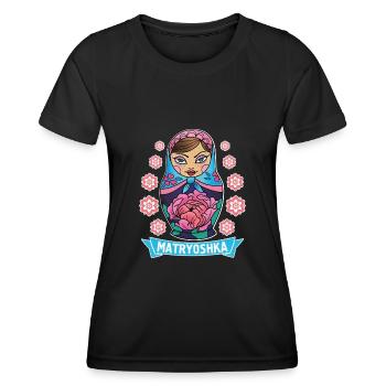 Russie URSS Matryoshka Poupée Uschanka - T-shirt sport Femme - noir - Devant - AI Model Female 172 light (172cm)