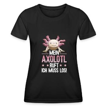 Mein Axolotl ruft Schwanzlurch - Frauen Funktions-T-Shirt - Schwarz - Vorne - AI Model Female 172 light (172cm)