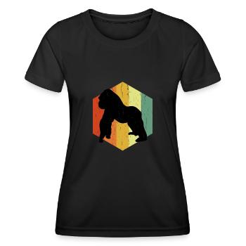 Distressed Gorilla Gorille Hexagon - Women's Functional T-Shirt - black - Front - AI Model Female 172 light (172cm)