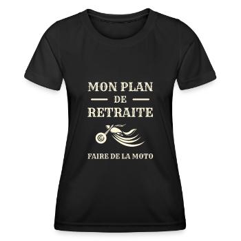 plan retraite moto humour motard humoristique - T-shirt sport Femme - noir - Devant - AI Model Female 172 light (172cm)