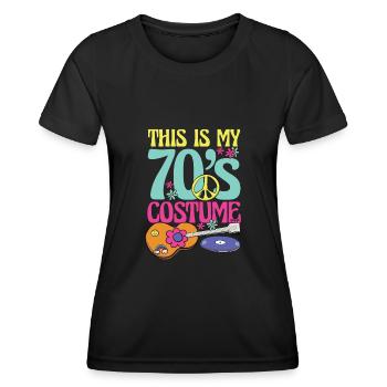 Ceci est mon costume des années 70 pour tous ceux qui aiment les années 70 - T-shirt sport Femme - noir - Devant - AI Model Female 172 light (172cm)