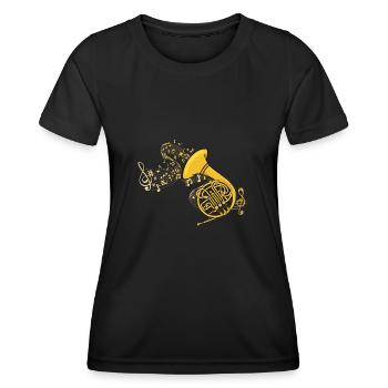 Waldhorn Musik Big Band French Horn Blasmusik - Frauen Funktions-T-Shirt - Schwarz - Vorne - AI Model Female 172 light (172cm)