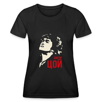 Kino Wiktor Zoi Rockmusiker - Frauen Funktions-T-Shirt - Schwarz - Vorne - AI Model Female 172 light (172cm)