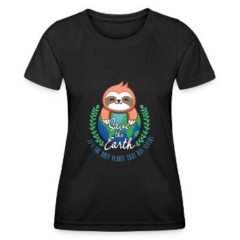 Sauvez la Terre Planète paresseuse Kawaii Sauvez la journée - T-shirt sport Femme - noir - Devant - AI Model Female 172 light (172cm)