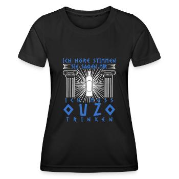 Ouzo lustig Griechenland Schnaps Grieche - Frauen Funktions-T-Shirt - Schwarz - Vorne - AI Model Female 172 light (172cm)