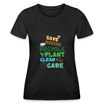 Save Rescue Clean Planet Save Earth Day - Frauen Funktions-T-Shirt - Schwarz - Vorne - AI Model Female 172 light (172cm)