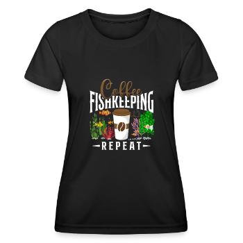 Aquarium d’eau salée Café Café - T-shirt sport Femme - noir - Devant - AI Model Female 172 light (172cm)