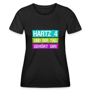Arbeitsamt Hartz IV Arbeitslos Gehalt - Frauen Funktions-T-Shirt - Schwarz - Vorne - AI Model Female 172 light (172cm)