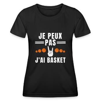 Je peux pas j ai basket signe de la main - T-shirt sport Femme - noir - Devant - AI Model Female 172 light (172cm)