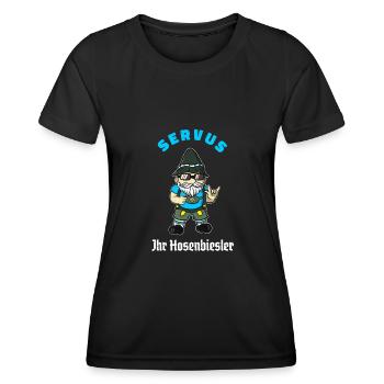 Bayrischer Gartenzwerg Fun Spruch Byern Dialekt - Frauen Funktions-T-Shirt - Schwarz - Vorne - AI Model Female 172 light (172cm)