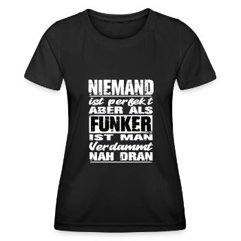 Funker - Frauen Funktions-T-Shirt - Schwarz - Vorne - AI Model Female 172 light (172cm)