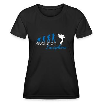 Évolution du saxophone - T-shirt sport Femme - noir - Devant - AI Model Female 172 light (172cm)