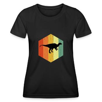 Distressed Plateosaurus Plateosaurus Hexagon - Frauen Funktions-T-Shirt - Schwarz - Vorne - AI Model Female 172 light (172cm)