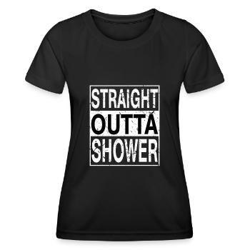 Douche droite outta - T-shirt sport Femme - noir - Devant - AI Model Female 172 light (172cm)