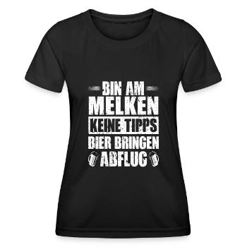 Bin Am Melken Keine Tipps Bier Bringen Abflug - Frauen Funktions-T-Shirt - Schwarz - Vorne - AI Model Female 172 light (172cm)