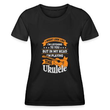Drôle de ukulélé Musique Ukulele Player Cadeau - T-shirt sport Femme - noir - Devant - AI Model Female 172 light (172cm)