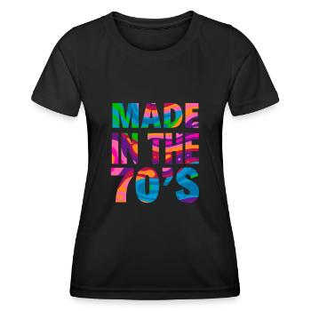 70er Jahre Party Outfit Kostüm 70er Geboren - Frauen Funktions-T-Shirt - Schwarz - Vorne - AI Model Female 172 light (172cm)