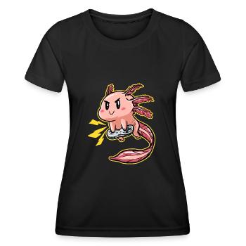 Gaming Axolotl Zocken Gamer Videospiel Nerd - Frauen Funktions-T-Shirt - Schwarz - Vorne - AI Model Female 172 light (172cm)