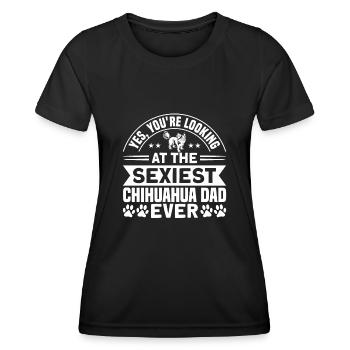 Chihuahua Chihuahua Papa Chihuahua Lover - Women's Functional T-Shirt - black - Front - AI Model Female 172 light (172cm)