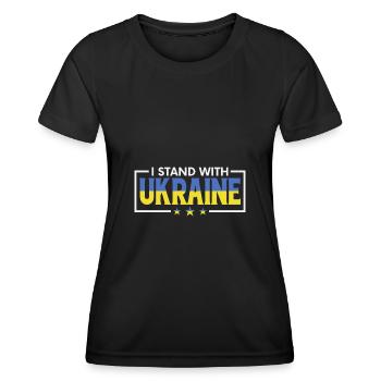 I stand with Ukraine Solidarity with Ukraine - Women's Functional T-Shirt - black - Front - AI Model Female 172 light (172cm)