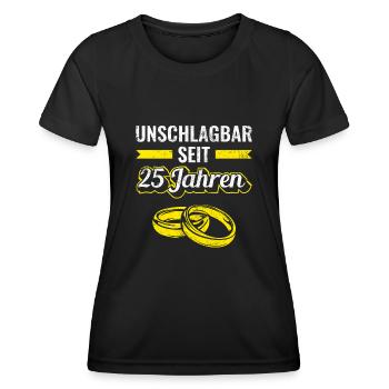 25 Jahre Hochzeitstag Silberhochzeit Spruch - Frauen Funktions-T-Shirt - Schwarz - Vorne - AI Model Female 172 light (172cm)