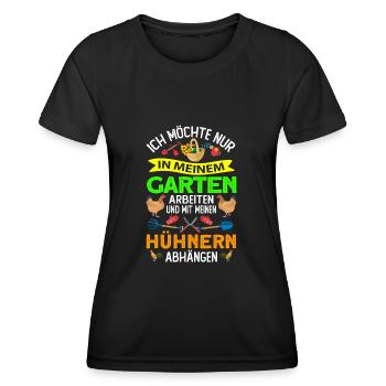 Gärtner Geschenk - im Garten arbeiten Hühnern - Frauen Funktions-T-Shirt - Schwarz - Vorne - AI Model Female 172 light (172cm)