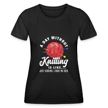 Tricot Aiguille à tricoter Aiguille à tricoter - T-shirt sport Femme - noir - Devant - AI Model Female 172 light (172cm)