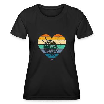 Retro Knitting Knitting Needle Knitting Needle Knitting - Women's Functional T-Shirt - black - Front - AI Model Female 172 light (172cm)