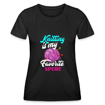 Tricot Aiguille à tricoter Aiguille à tricoter - T-shirt sport Femme - noir - Devant - AI Model Female 172 light (172cm)