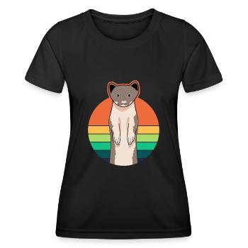 Furet rétro belette martre - T-shirt sport Femme - noir - Devant - AI Model Female 172 light (172cm)
