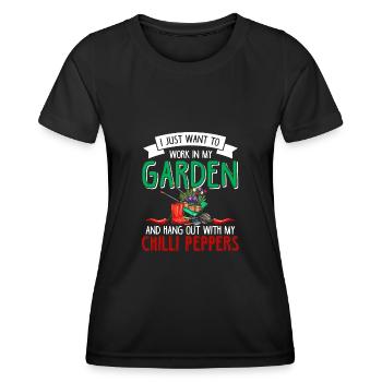 Légumes de jardinage Vegan Pepperoni Pepperoni - T-shirt sport Femme - noir - Devant - AI Model Female 172 light (172cm)