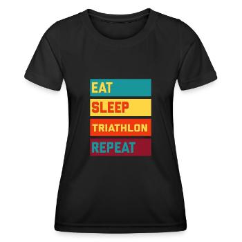 Eat Sleep Triathlon Répéter l’édition rétro - T-shirt sport Femme - noir - Devant - AI Model Female 172 light (172cm)