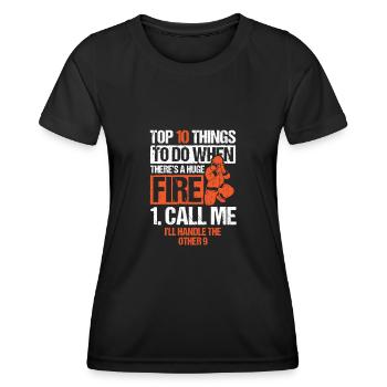 firefighter firefighter firefighter firefighter volunteer - Women's Functional T-Shirt - black - Front - AI Model Female 172 light (172cm)