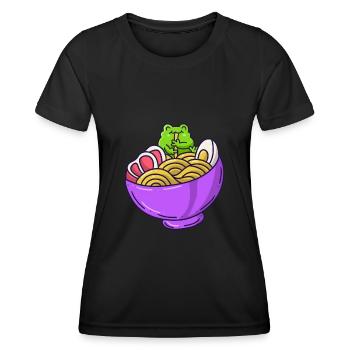 Ramen Noodles Japan Food Frosch Nudelsupppe - Frauen Funktions-T-Shirt - Schwarz - Vorne - AI Model Female 172 light (172cm)