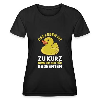 Ente Gummiente Badeente - Frauen Funktions-T-Shirt - Schwarz - Vorne - AI Model Female 172 light (172cm)