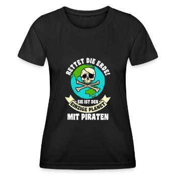 Pirat Piraten - Frauen Funktions-T-Shirt - Schwarz - Vorne - AI Model Female 172 light (172cm)