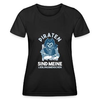 Pirat Piraten - Frauen Funktions-T-Shirt - Schwarz - Vorne - AI Model Female 172 light (172cm)