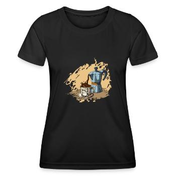 Café expresso - T-shirt sport Femme - noir - Devant - AI Model Female 172 light (172cm)