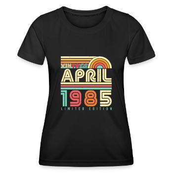 Month of birth Retro April 1985 - Women's Functional T-Shirt - black - Front - AI Model Female 172 light (172cm)