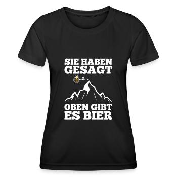 Sie haben gesagt oben gibts Bier - Frauen Funktions-T-Shirt - Schwarz - Vorne - AI Model Female 172 light (172cm)