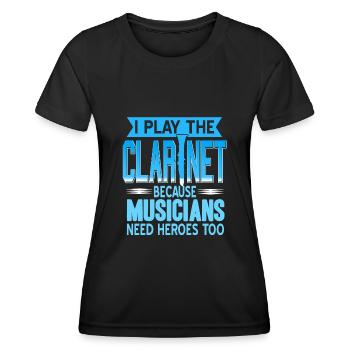 Je joue de la clarinette - T-shirt sport Femme - noir - Devant - AI Model Female 172 light (172cm)