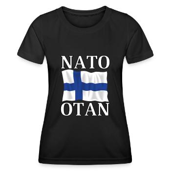 L’OTAN et le drapeau de la Finlande - T-shirt sport Femme - noir - Devant - AI Model Female 172 light (172cm)