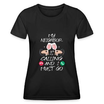 Drinking with a neighbor - Women's Functional T-Shirt - black - Front - AI Model Female 172 light (172cm)