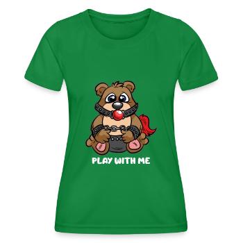 Play With Me BDSM Teddy Bear Bondage Slave - Women's Functional T-Shirt - kelly green - Front - AI Model Female 172 dark (172cm)