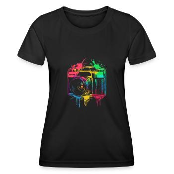 Fotografie Foto Fotografie Bilder Kamera - Frauen Funktions-T-Shirt - Schwarz - Vorne - AI Model Female 172 light (172cm)