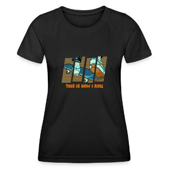 Skateboard Skateboard Skateur - T-shirt sport Femme - noir - Devant - AI Model Female 172 light (172cm)