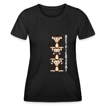 Betriebsrat 3 Affen Betriebsrätin - Frauen Funktions-T-Shirt - Schwarz - Vorne - AI Model Female 172 light (172cm)