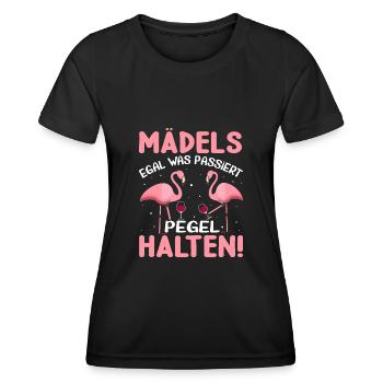 Mädels egal was passiert Pegel halten - Frauen Funktions-T-Shirt - Schwarz - Vorne - AI Model Female 172 light (172cm)