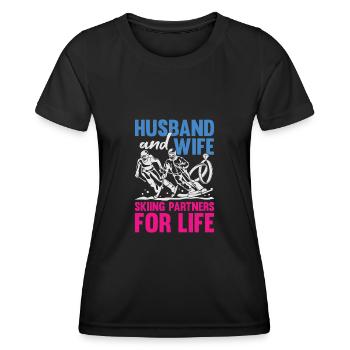 Skier Marriage Married Couple Husband Woman Gift - Women's Functional T-Shirt - black - Front - AI Model Female 172 light (172cm)