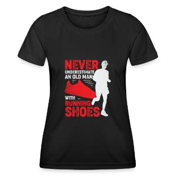 Marathon Alter Mann Joggen Opa Läufer Geschenk - Frauen Funktions-T-Shirt - Schwarz - Vorne - AI Model Female 172 light (172cm)